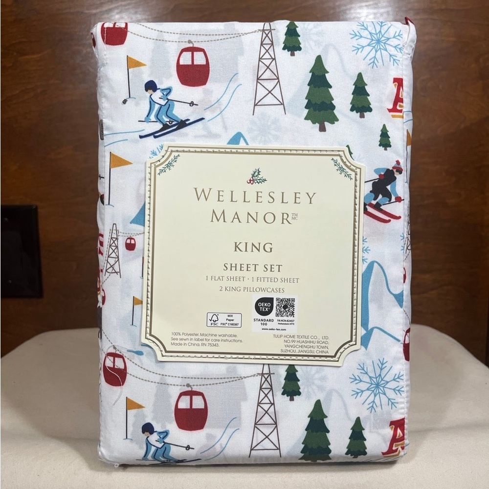 Christmas king size sheets Skiing winter